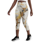 White & Gold Marble Yoga Capris