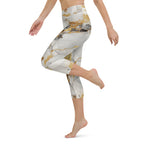 White & Gold Marble Yoga Capris