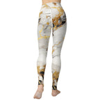 White & Gold Marble Yoga Leggings