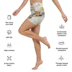 White & Gold Marble Yoga Shorts