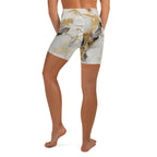 White & Gold Marble Yoga Shorts