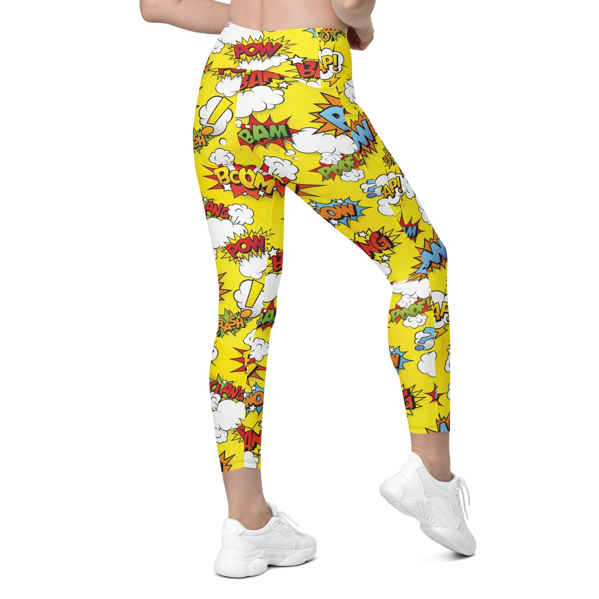 Yellow Pop Art Leggings With Pockets