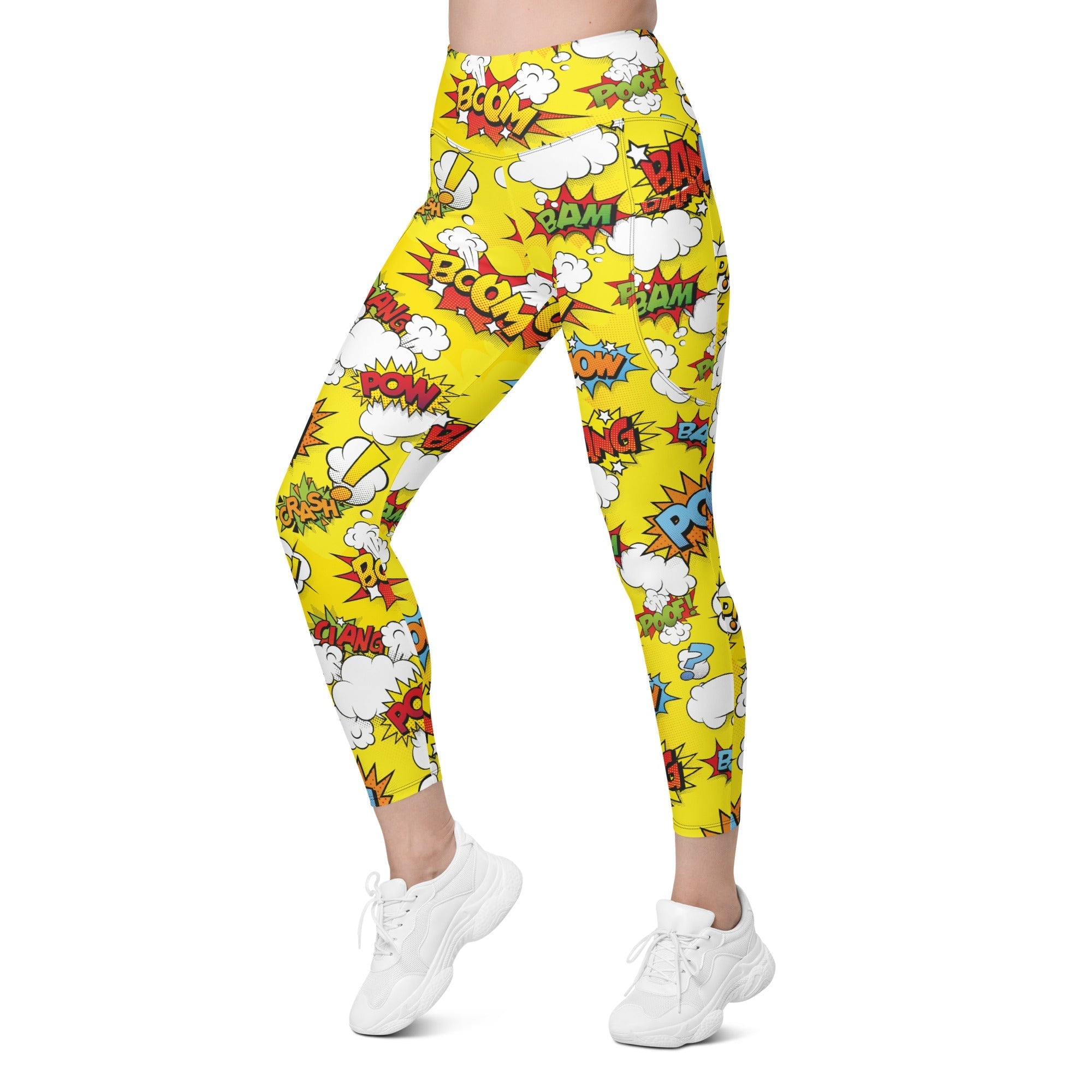 Yellow Pop Art Leggings With Pockets