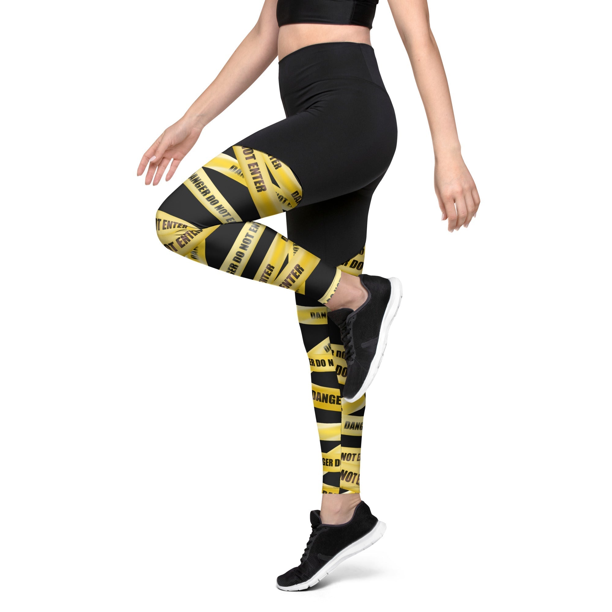 Yellow Tape Compression Leggings