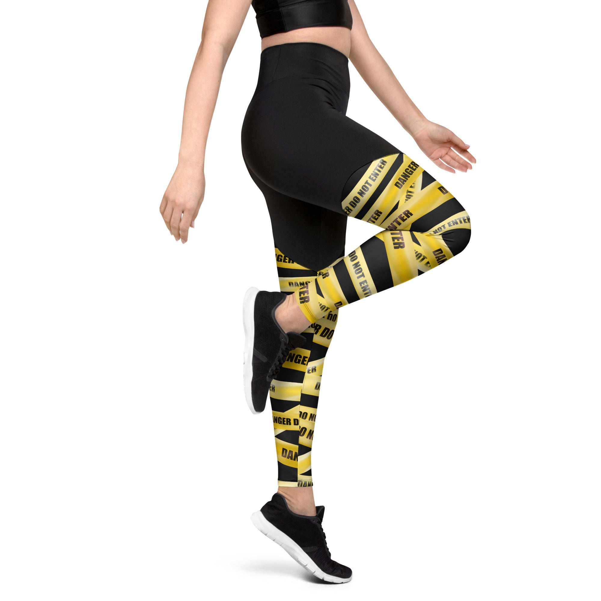 Yellow Tape Compression Leggings