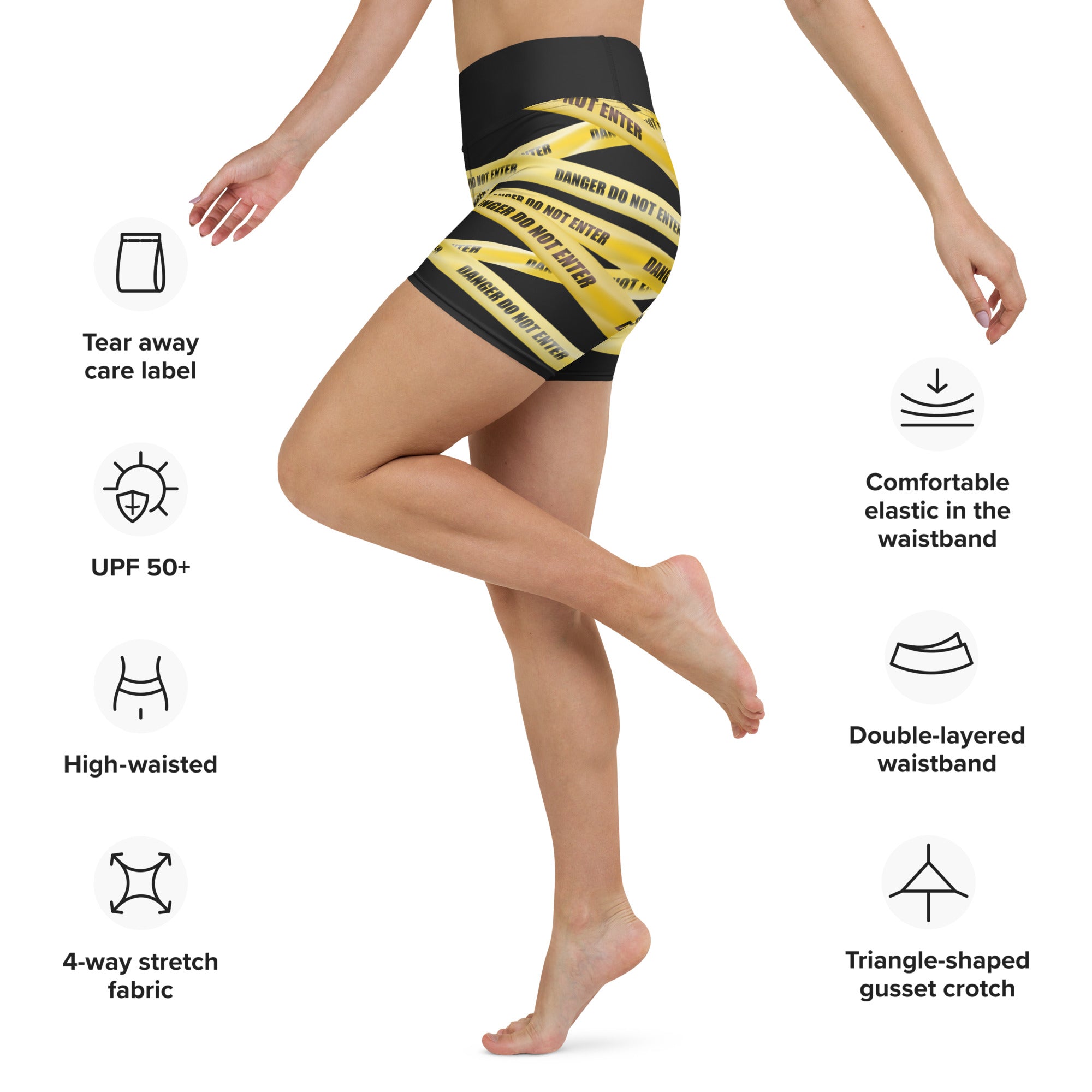 Yellow Tape Yoga Shorts