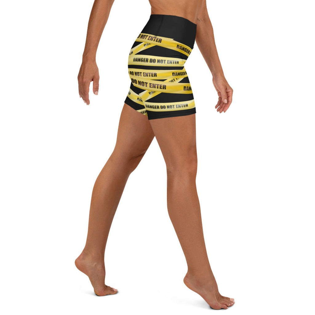 Yellow Tape Yoga Shorts