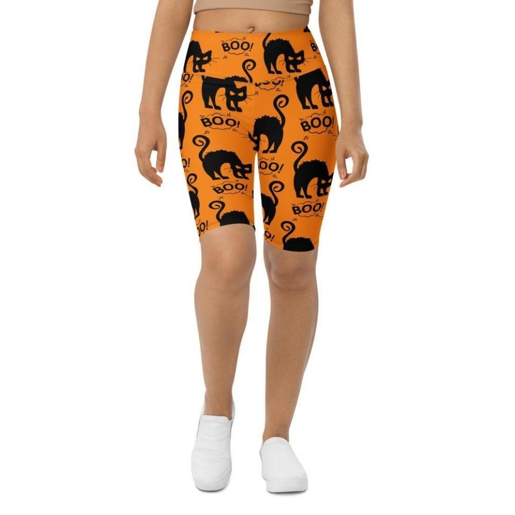 Black Kitty Halloween Biker Shorts