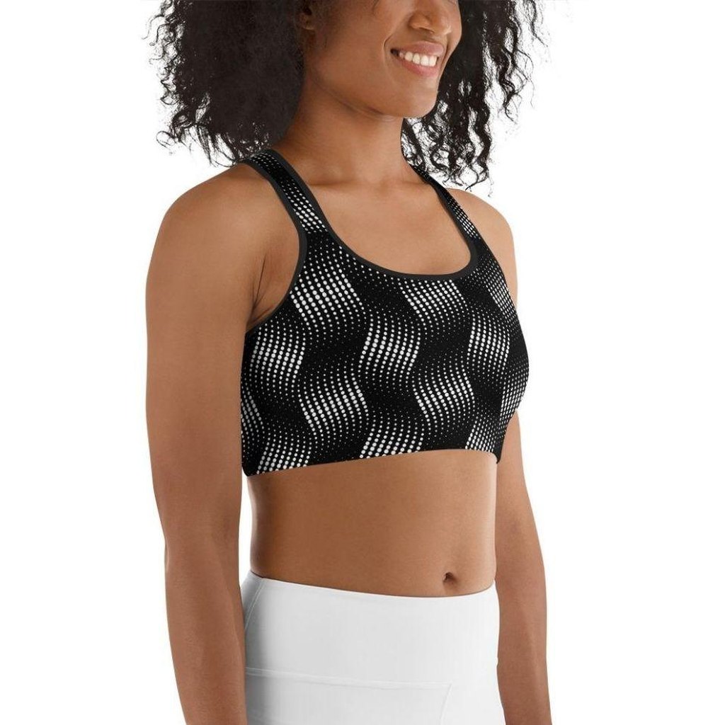 3D Black Pattern Sports Bra