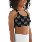 3D Black Pattern Sports Bra