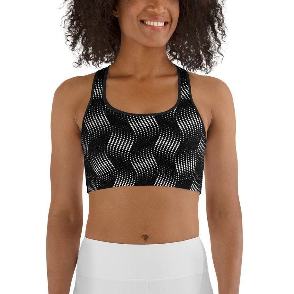 3D Black Pattern Sports Bra