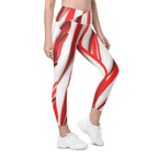 3D Candy Cane Crossover Leggings With Pockets