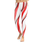 3D Candy Cane Leggings - FiercePulse - Premium Workout Leggings - Yoga Pants