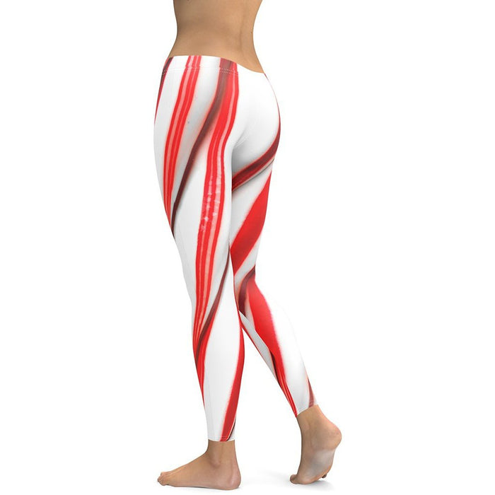 3D Bold Striped Pattern Candy Cane Leggings | FIERCEPULSE