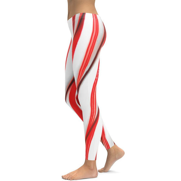 3D Candy Cane Leggings: Women's Christmas Outfits | FIERCEPULSE