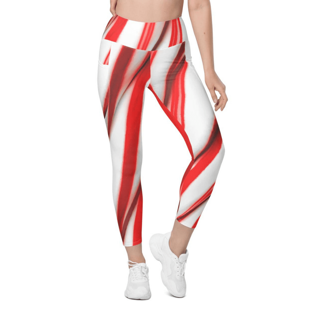 3D Candy Cane Leggings With Pockets