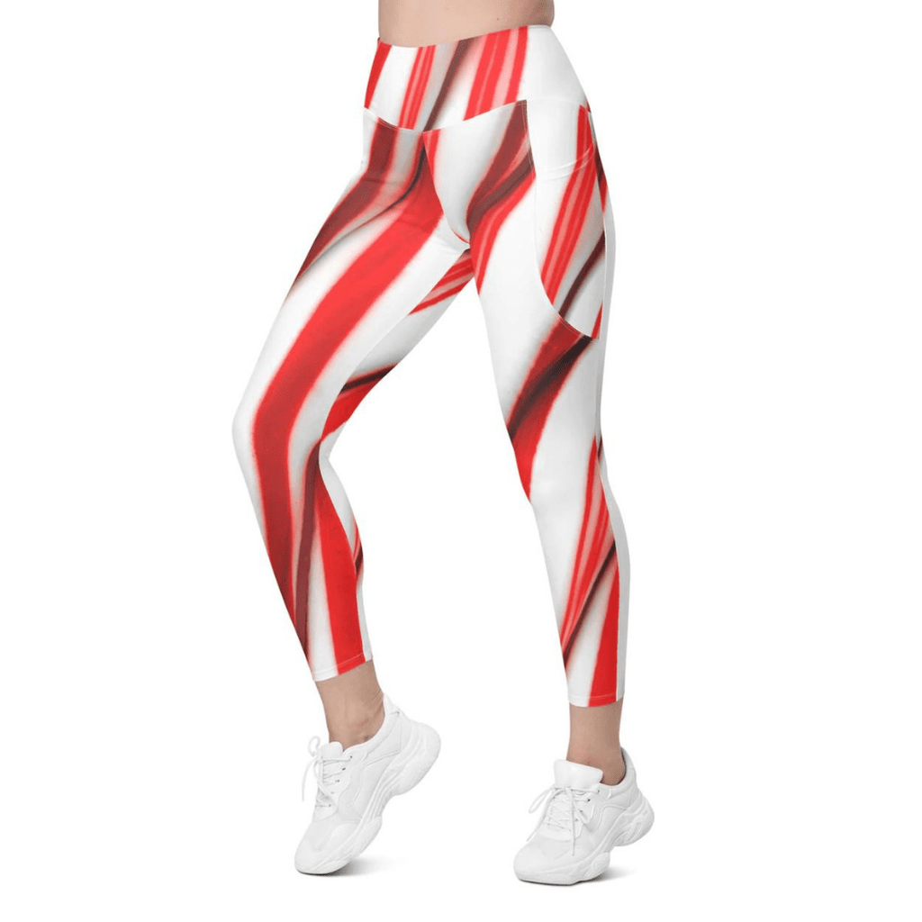 3D Candy Cane Leggings With Pockets