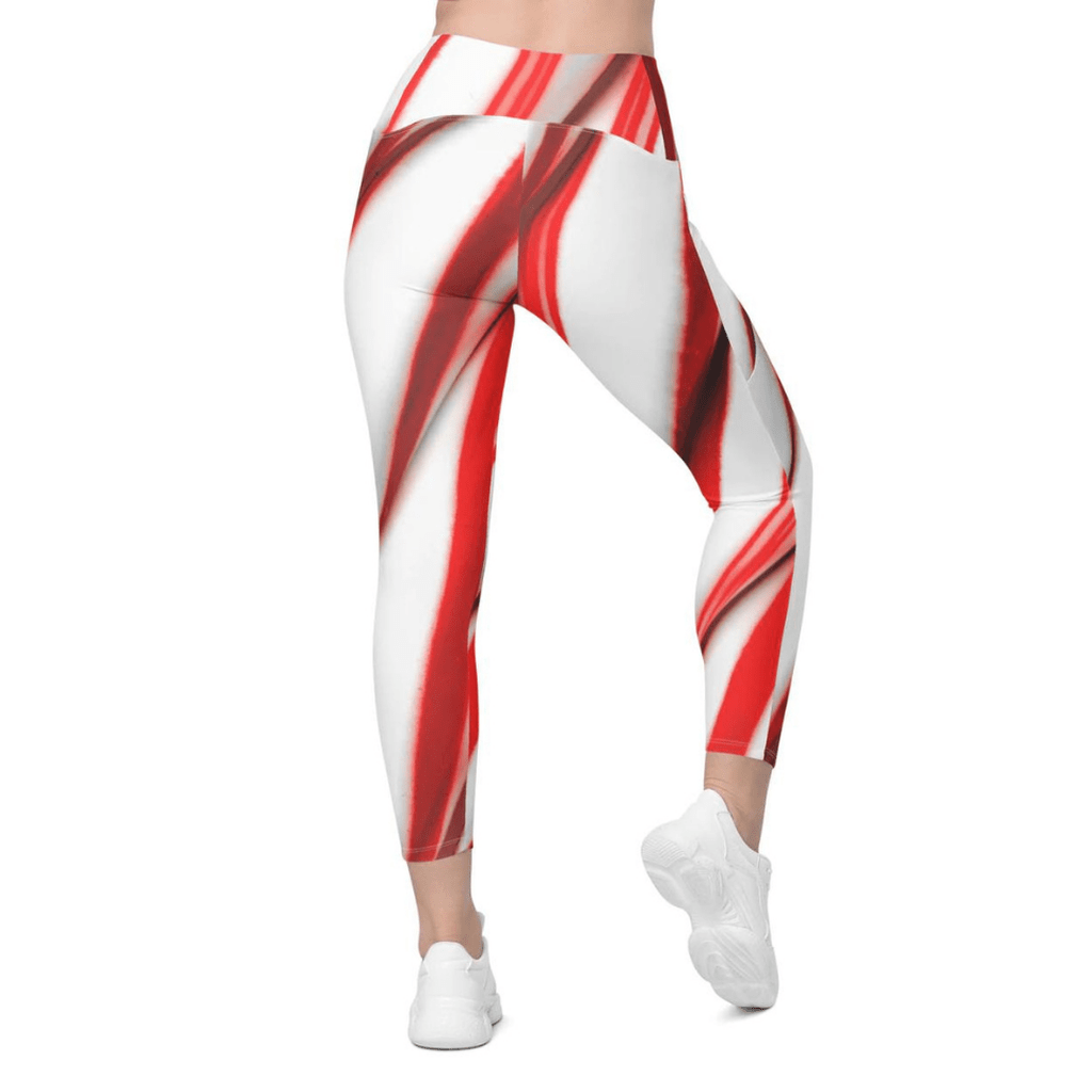 3D Candy Cane Leggings With Pockets