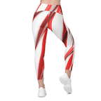 3D Candy Cane Leggings With Pockets