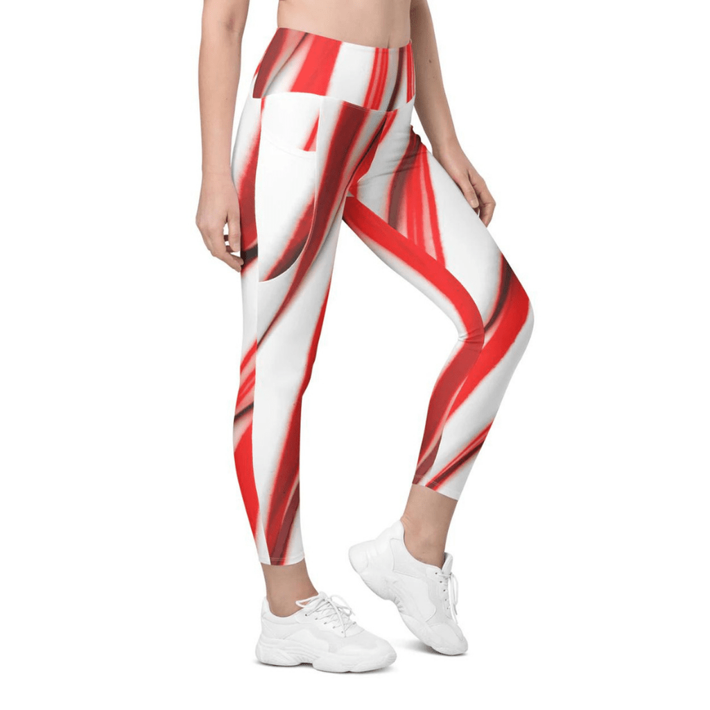 3D Candy Cane Leggings With Pockets
