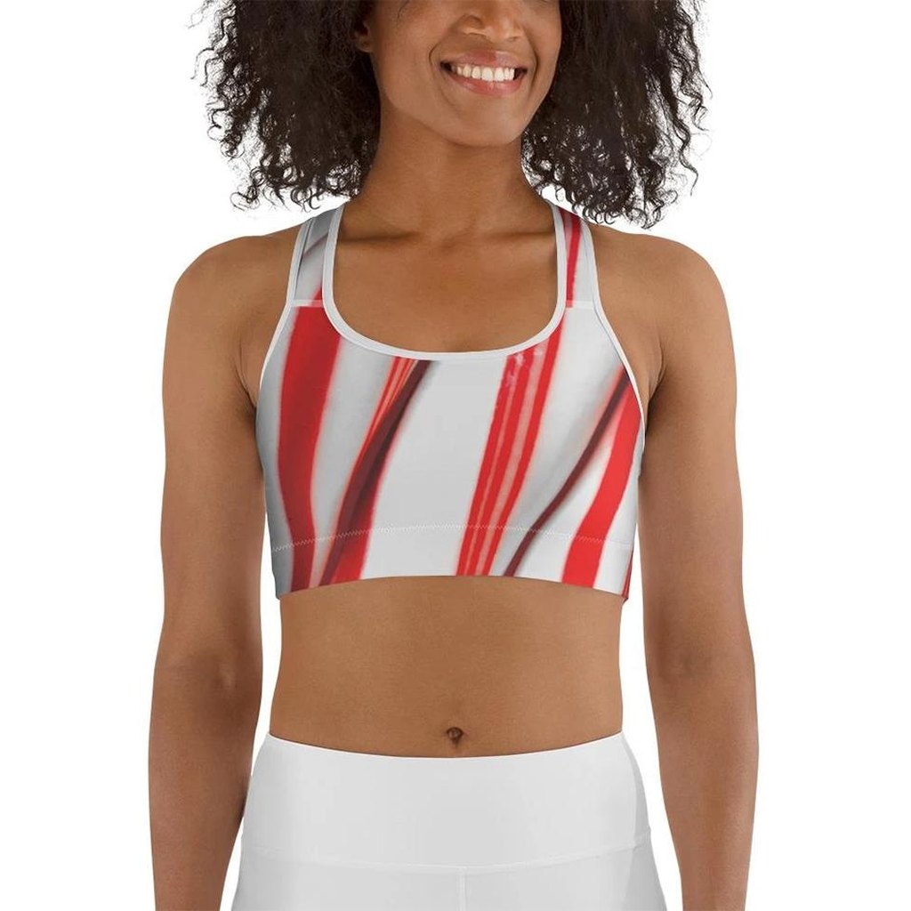 Candy Cane Sports Bra - FiercePulse - Premium Workout Leggings - Yoga Pants