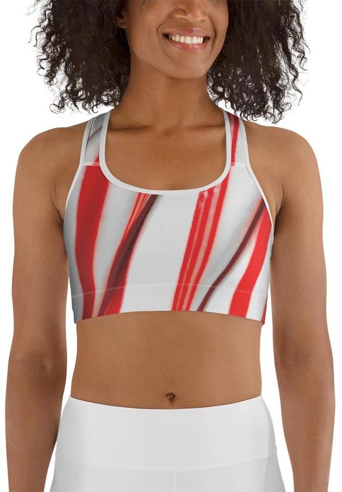 Candy Cane Sports Bra - FiercePulse - Premium Workout Leggings - Yoga Pants