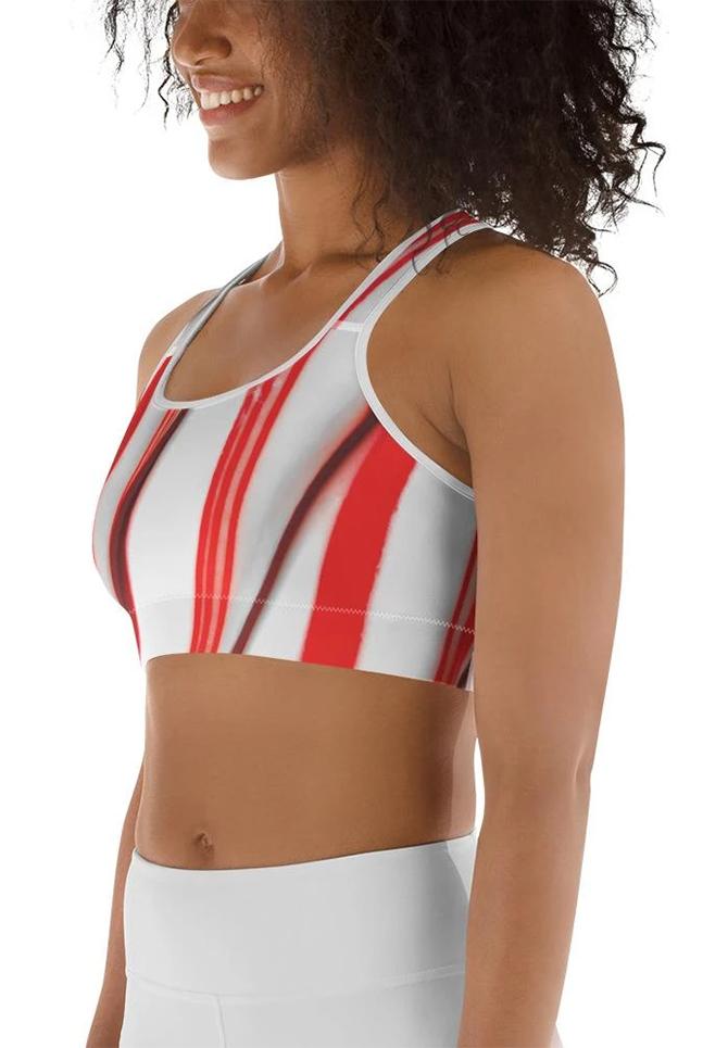 Candy Cane Sports Bra - FiercePulse - Premium Workout Leggings - Yoga Pants