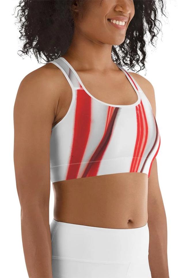 Candy Cane Sports Bra - FiercePulse - Premium Workout Leggings - Yoga Pants