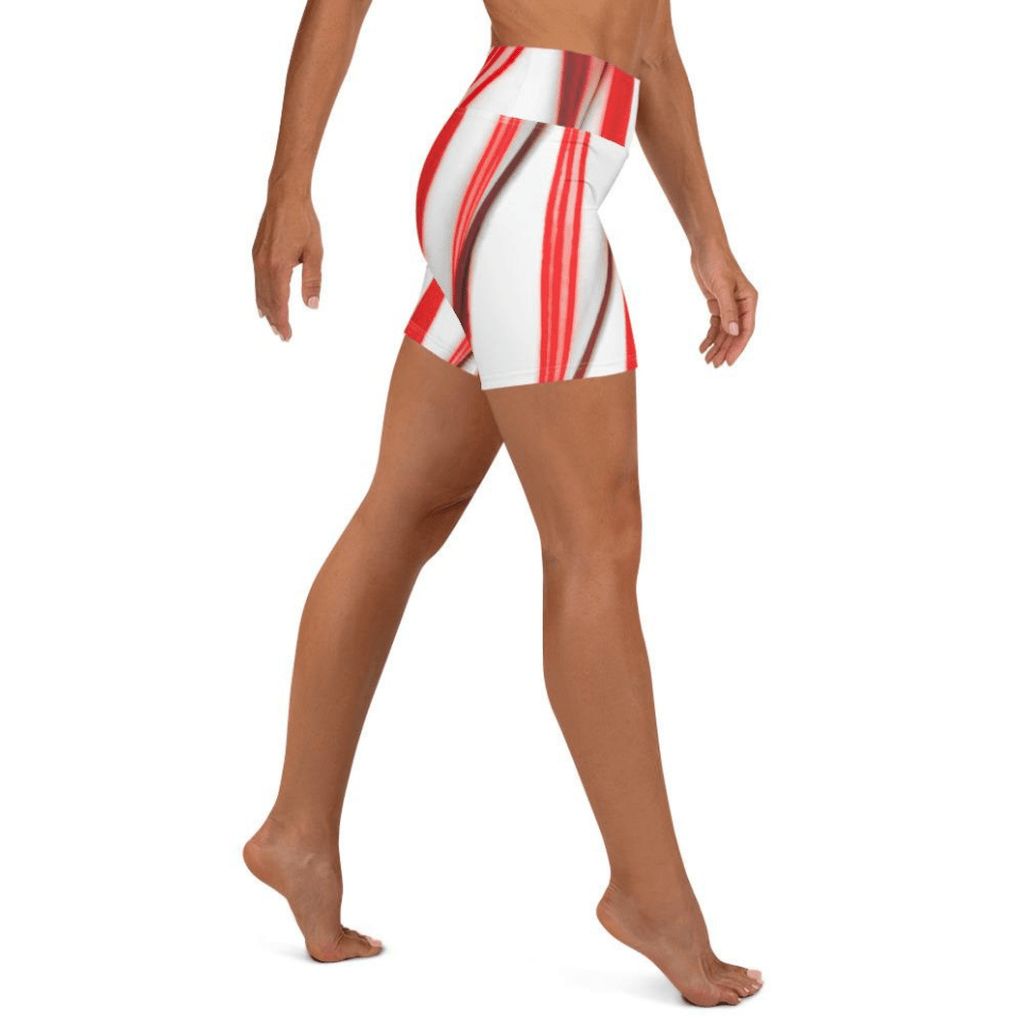 3D Candy Cane Yoga Shorts