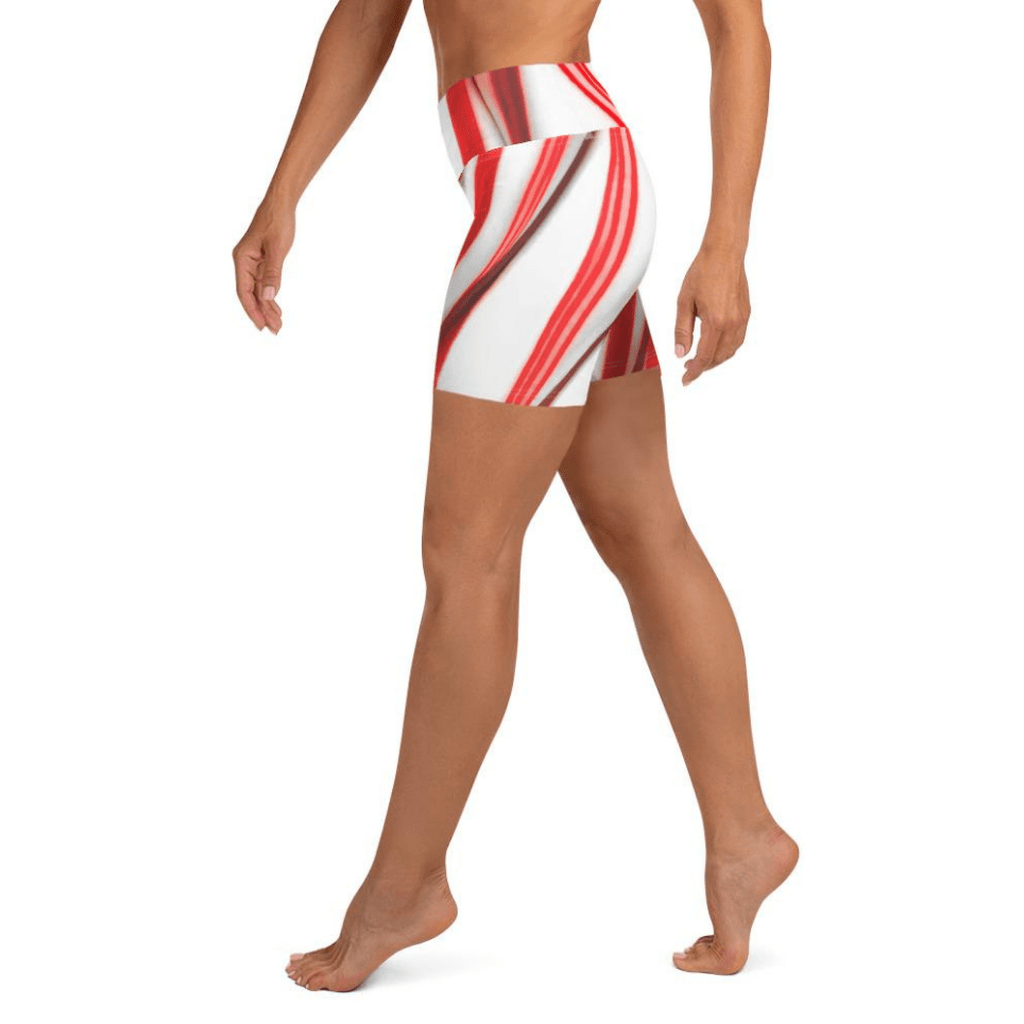 3D Candy Cane Yoga Shorts