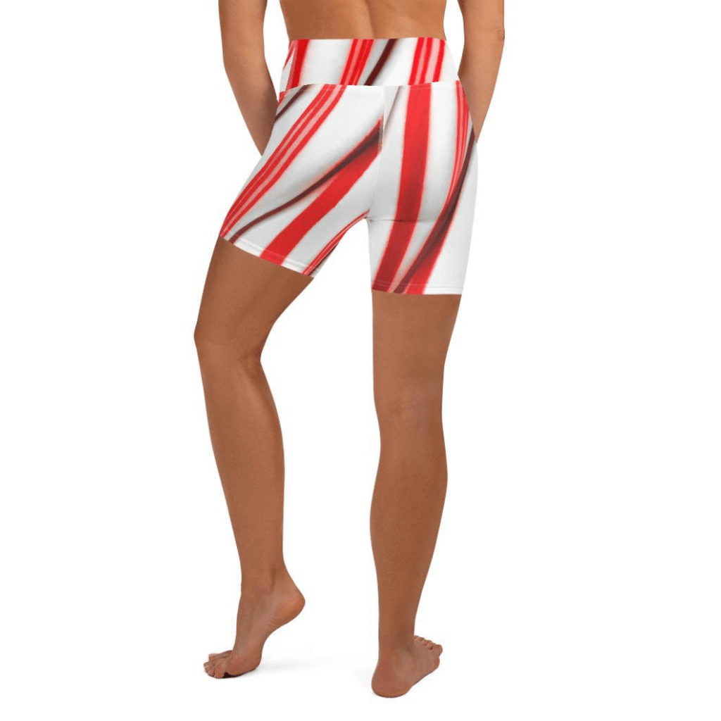 3D Candy Cane Yoga Shorts