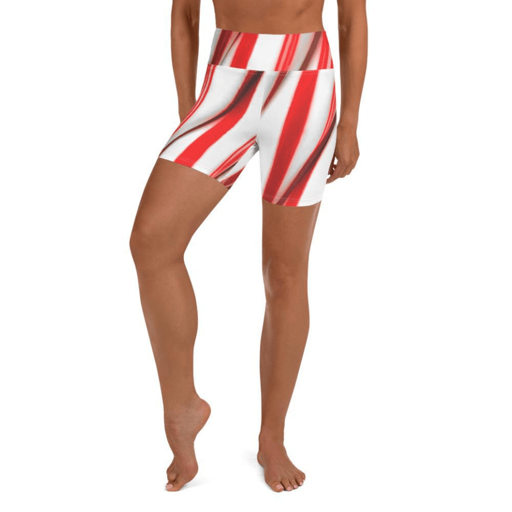 3D Candy Cane Yoga Shorts
