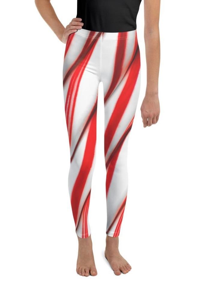 3D Candy Cane Youth Leggings