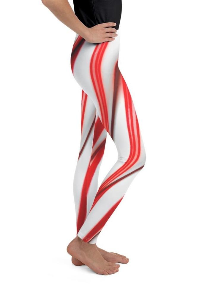 3D Candy Cane Youth Leggings