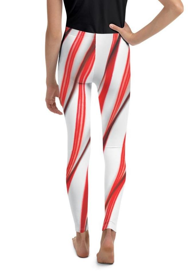 3D Candy Cane Youth Leggings