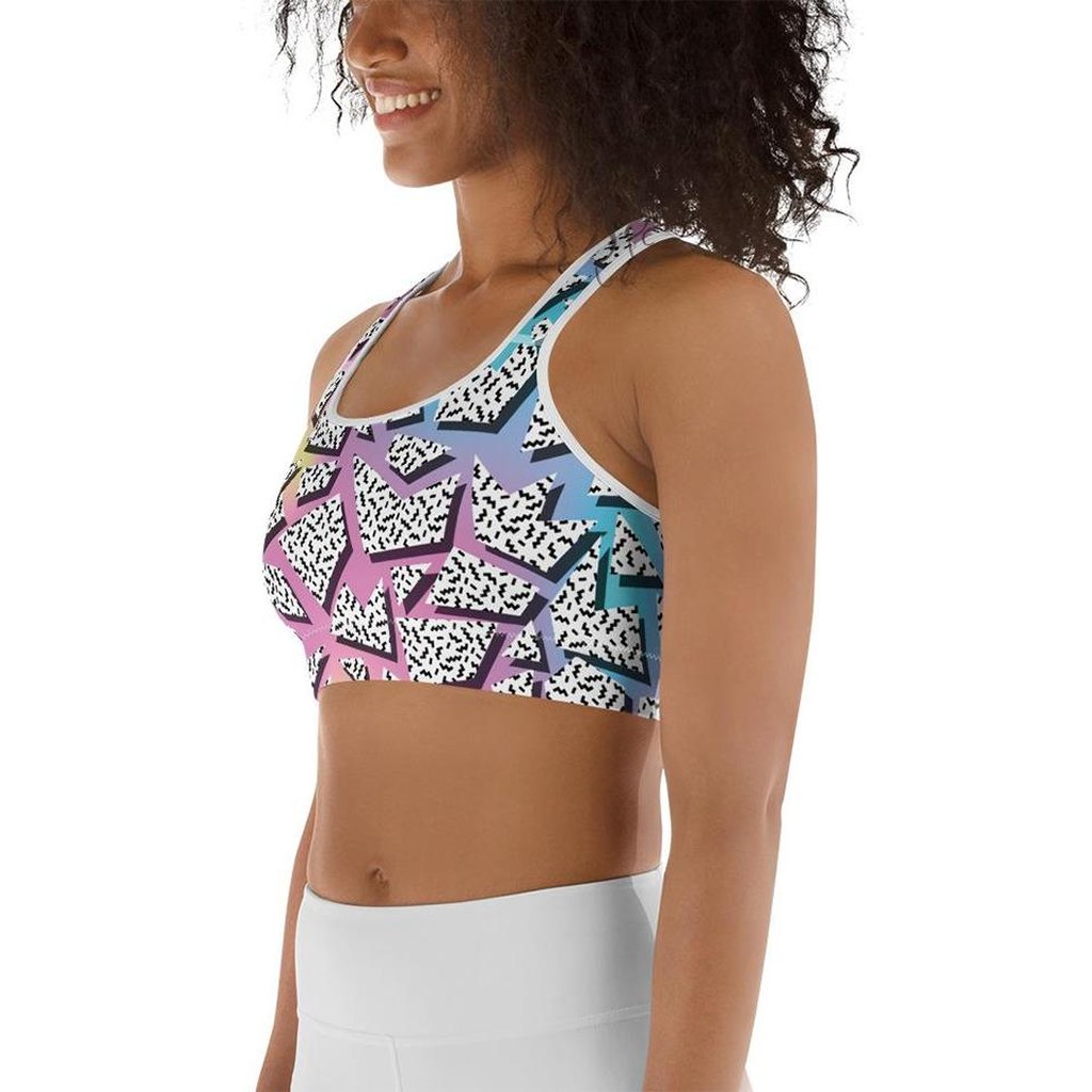 3D Neon Geometric Sports Bra