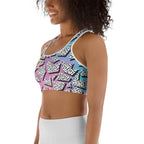 3D Neon Geometric Sports Bra