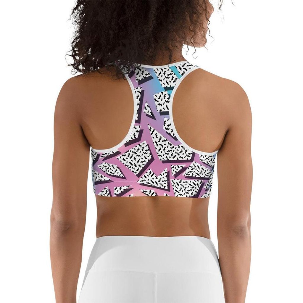 3D Neon Geometric Sports Bra