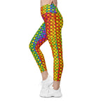 3D Rainbow Pattern Crossover Leggings With Pockets