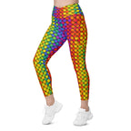 3D Rainbow Pattern Crossover Leggings With Pockets