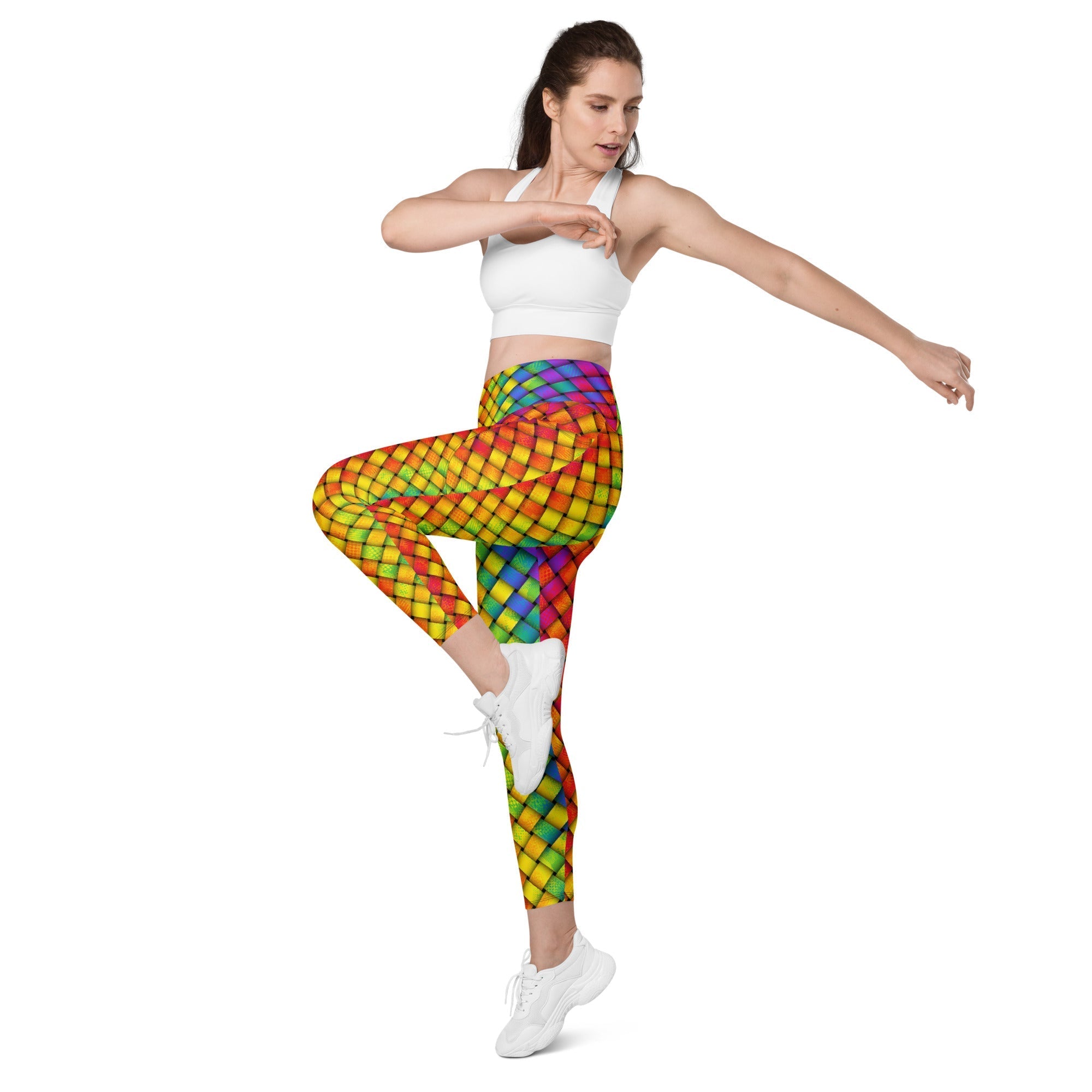 3D Rainbow Pattern Leggings With Pockets