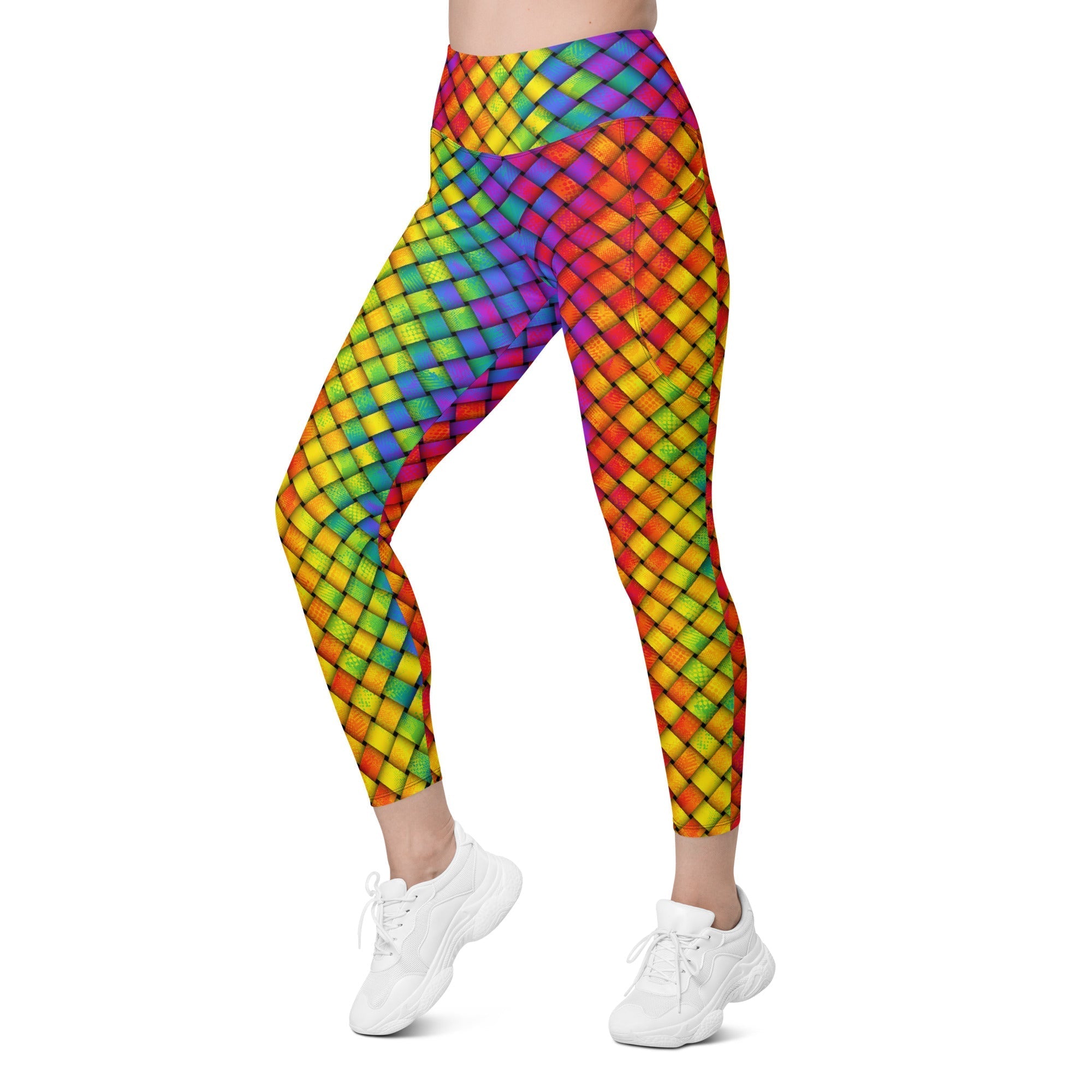 3D Rainbow Pattern Leggings With Pockets