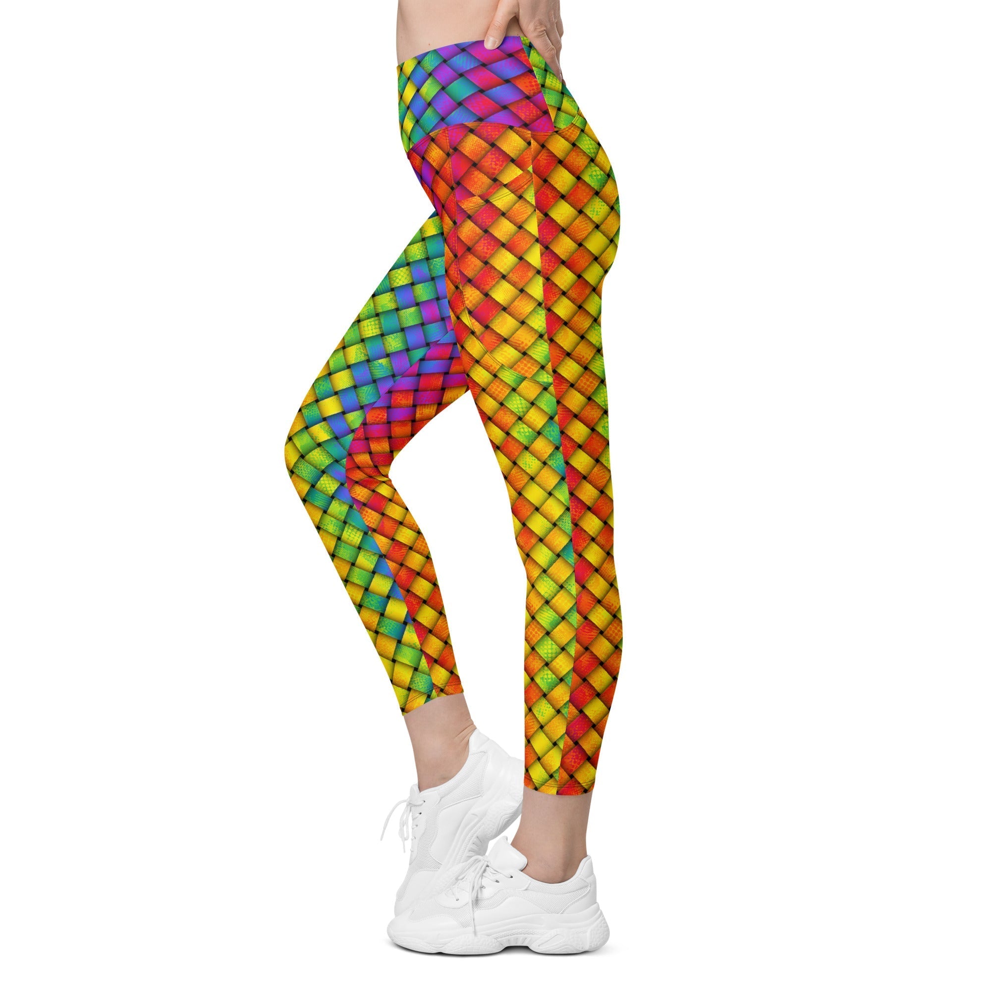 3D Rainbow Pattern Leggings With Pockets