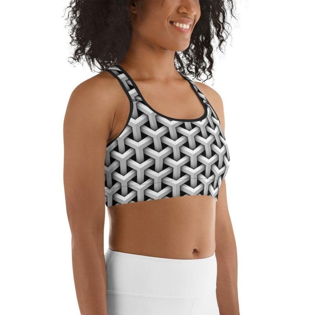 3D Woven Metallic Print Sports Bra