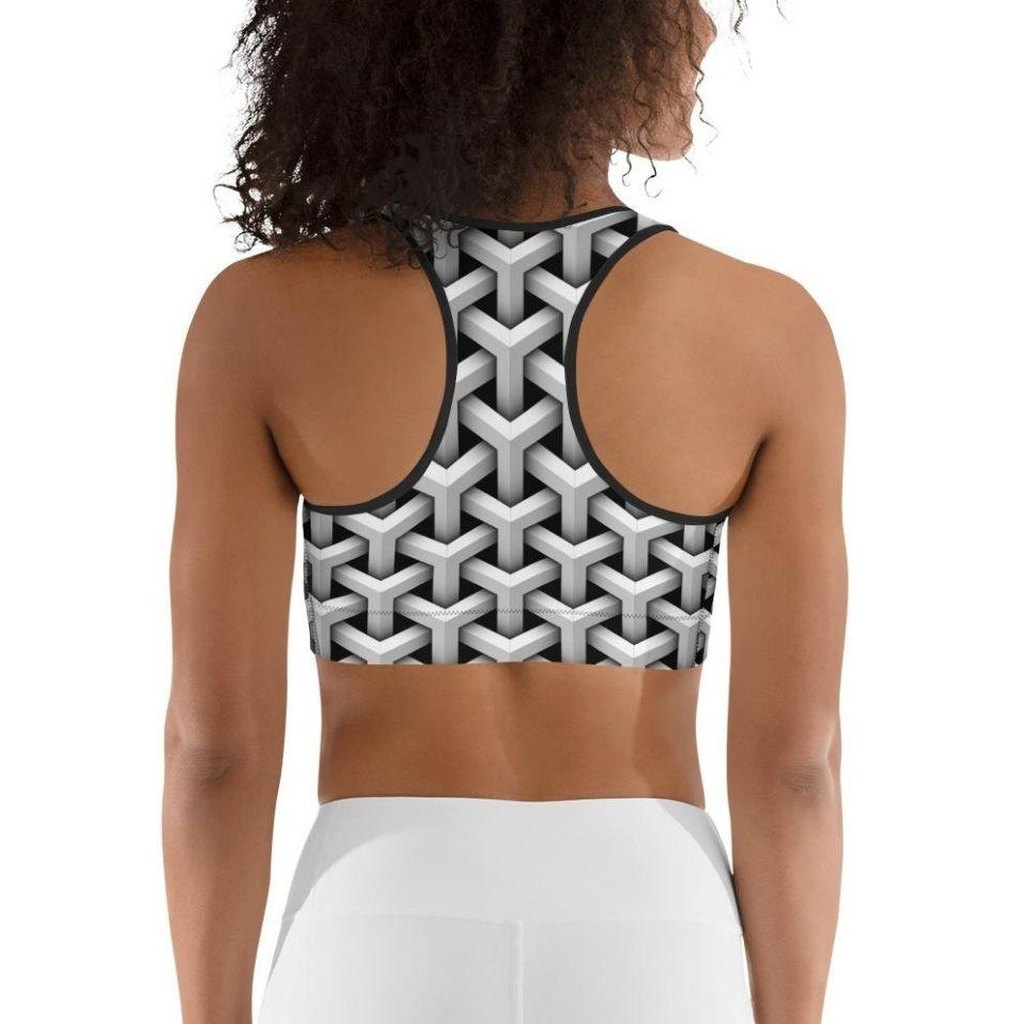 3D Woven Metallic Print Sports Bra