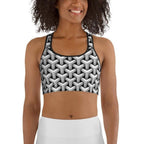 3D Woven Metallic Print Sports Bra