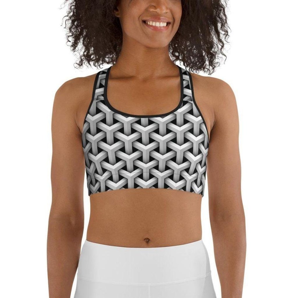 3D Woven Metallic Print Sports Bra