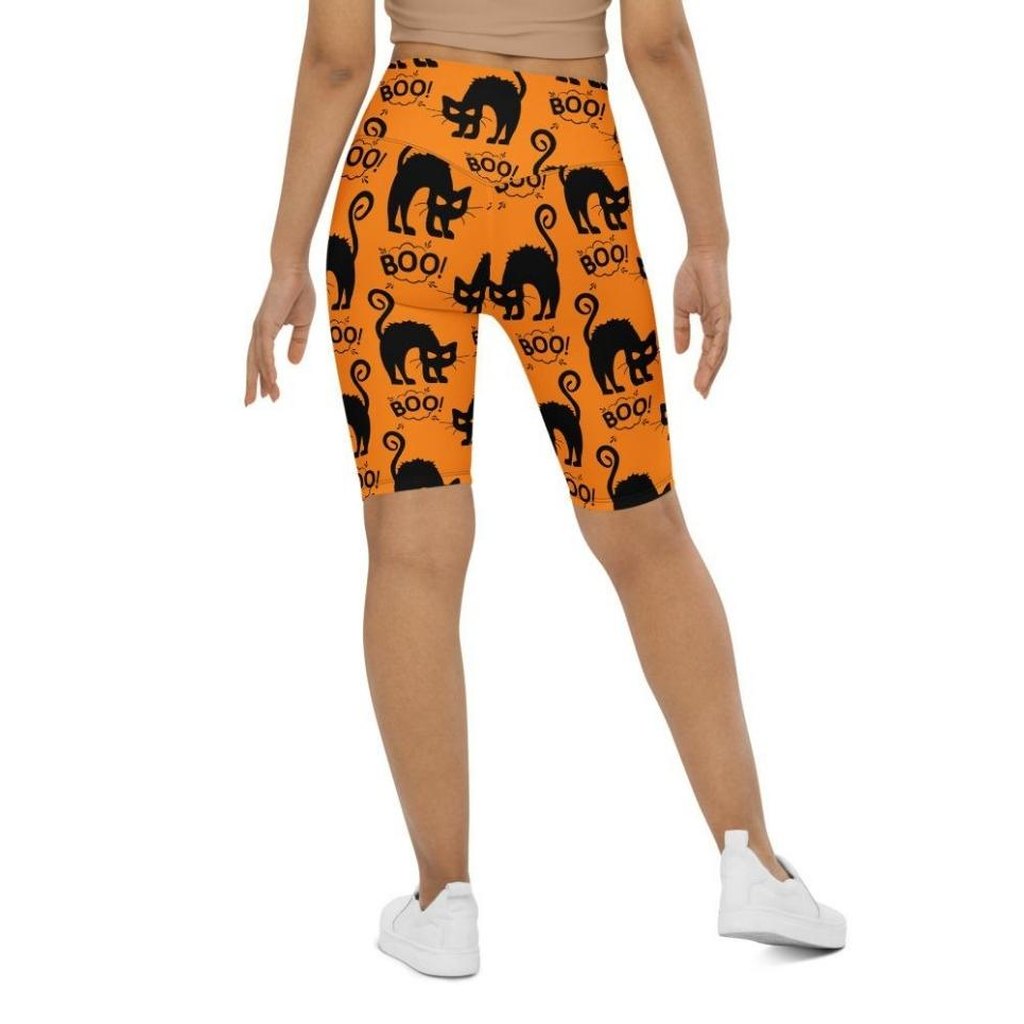 Black Kitty Halloween Biker Shorts