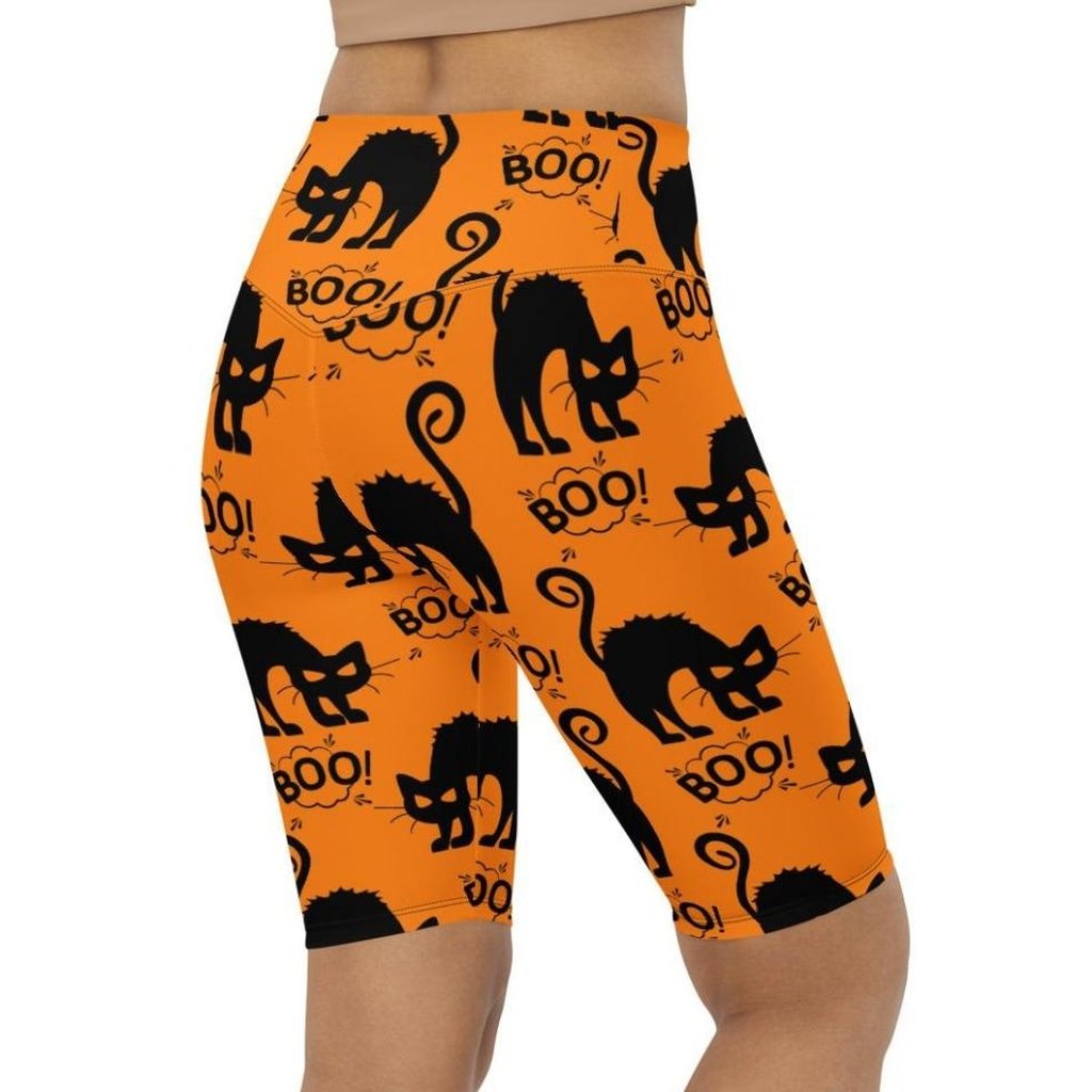Black Kitty Halloween Biker Shorts