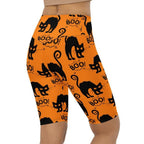 Black Kitty Halloween Biker Shorts
